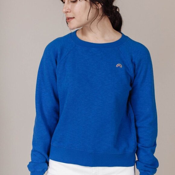 M.i.h Jeans Two Shot Sweatshirt Classic Blue Rainbow Patch Large - Picture 1 of 7